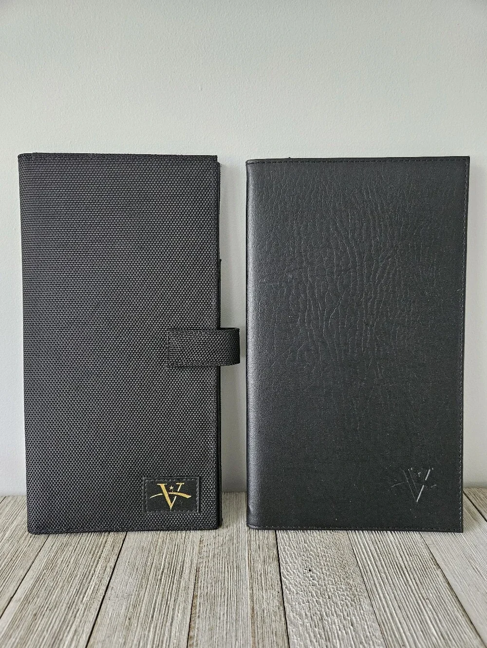Pair of Vantqge Deluxe World Travel Black Document Passport Folder Holder Set ea
